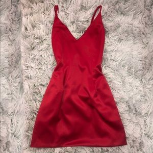 Red satin dress